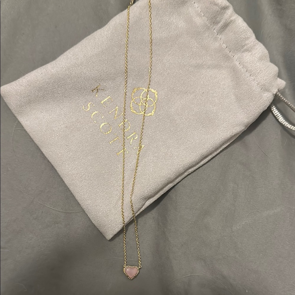 Kendra Scott Gold Necklace with Pink Heart Pendant